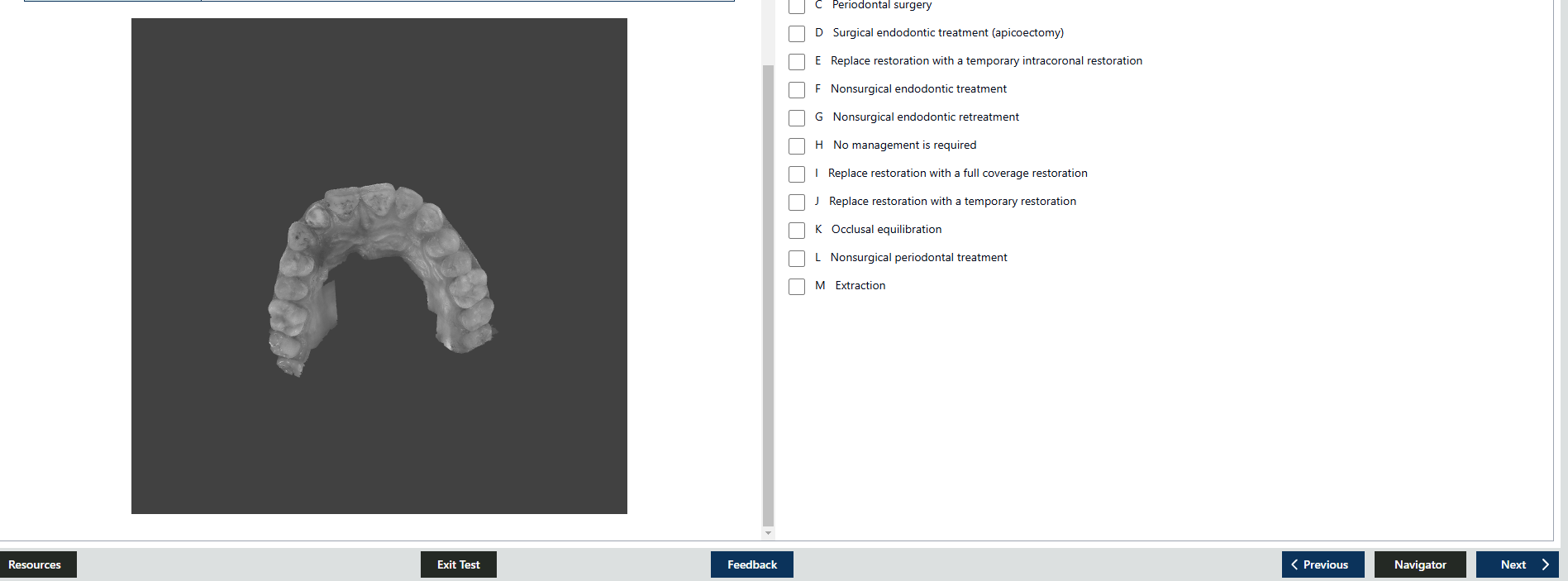 NDEB Virtual OSCE App Question with a 3D Image - NDEB OSCE QBANK interface screenshot